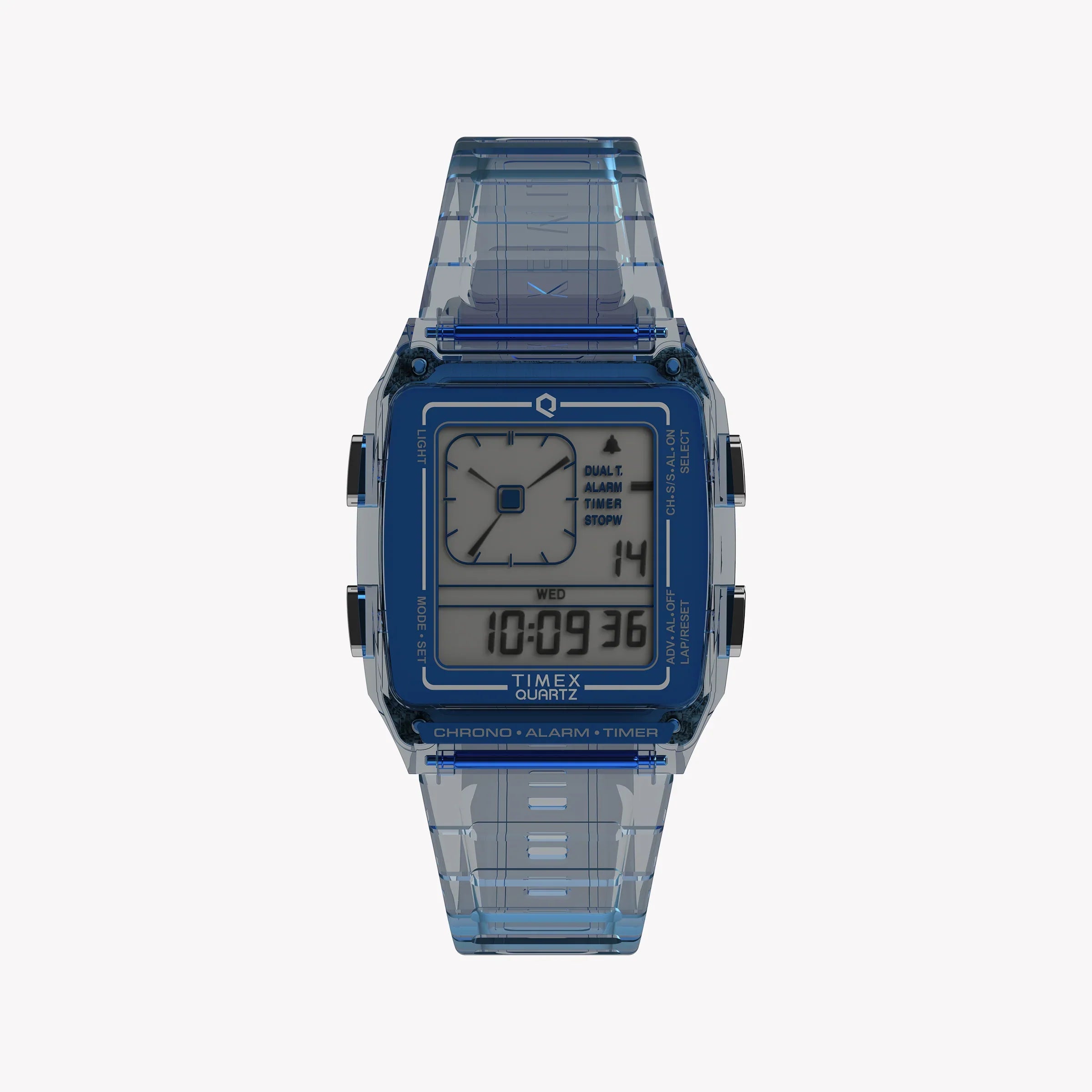 Timex Unisex Blue Resin Watch, Transparent Blue | Tw2w45100-0