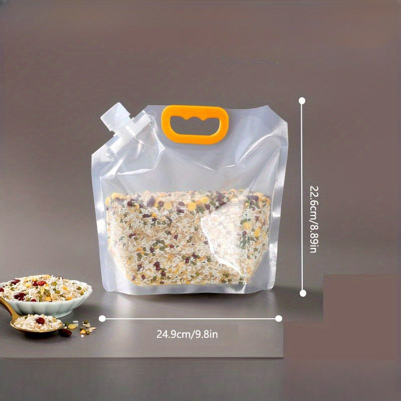 10pcs Reusable Transparent Food Storage Bags - Airtight Seal, Output Mouth, Moisture-Proof, Durable, Easy-to-Use - Perfect for Kitchen Organization, Rice, Flour, Nuts, Grain, Miscellaneous Storage, and More
