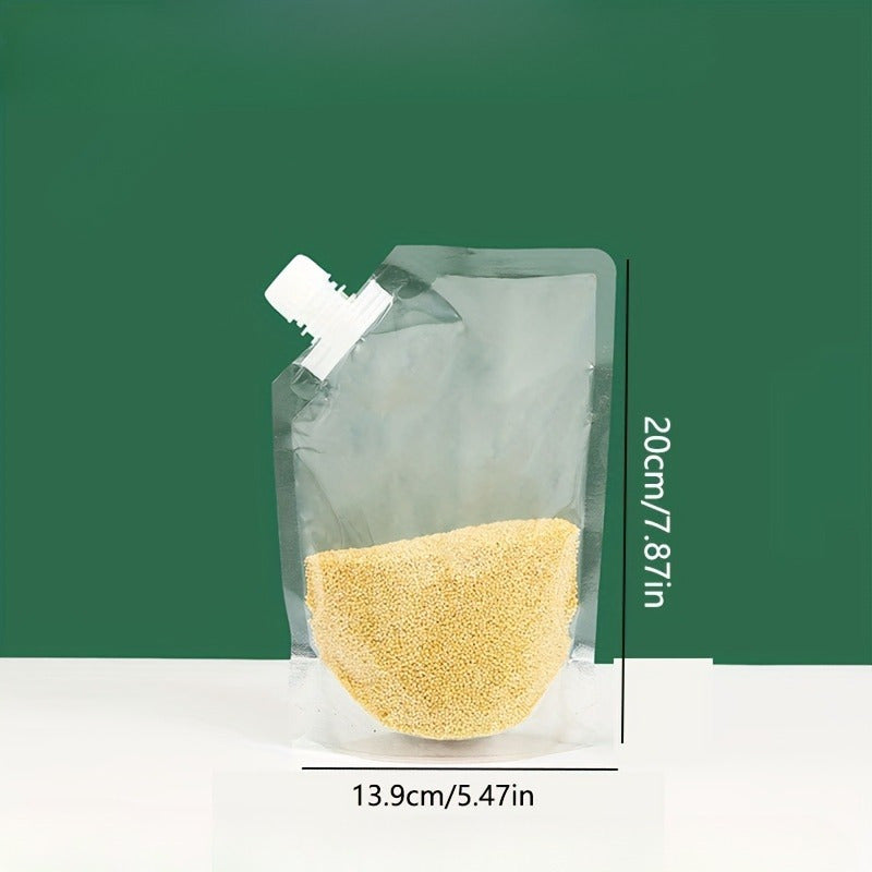 10pcs Reusable Transparent Food Storage Bags - Airtight Seal, Output Mouth, Moisture-Proof, Durable, Easy-to-Use - Perfect for Kitchen Organization, Rice, Flour, Nuts, Grain, Miscellaneous Storage, and More