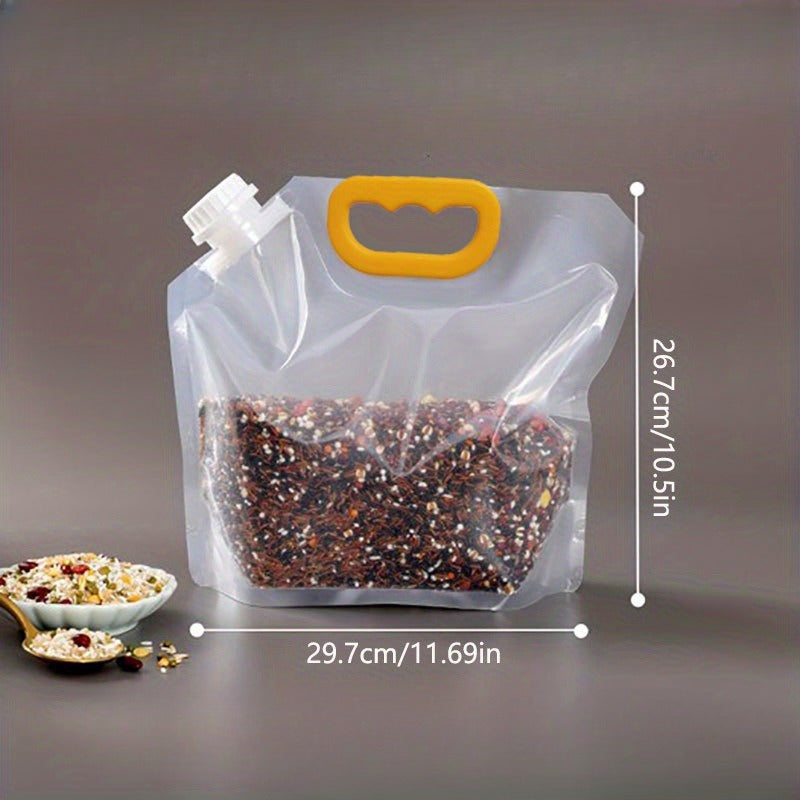 10pcs Reusable Transparent Food Storage Bags - Airtight Seal, Output Mouth, Moisture-Proof, Durable, Easy-to-Use - Perfect for Kitchen Organization, Rice, Flour, Nuts, Grain, Miscellaneous Storage, and More