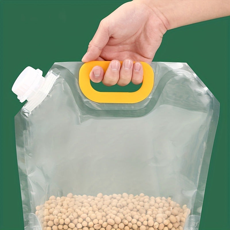 10pcs Reusable Transparent Food Storage Bags - Airtight Seal, Output Mouth, Moisture-Proof, Durable, Easy-to-Use - Perfect for Kitchen Organization, Rice, Flour, Nuts, Grain, Miscellaneous Storage, and More