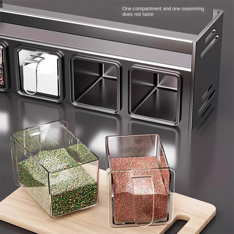 1pc Wall-Mounted Spice Organizer Rack - No-Drill Installation, Durable Aluminum, Space-Saving Kitchen & Dining Storage for Bottles, Jars, and Spices, Kitchen Storage Rack, Sleek Metal Design, Sturdy Construction, Spice Racks