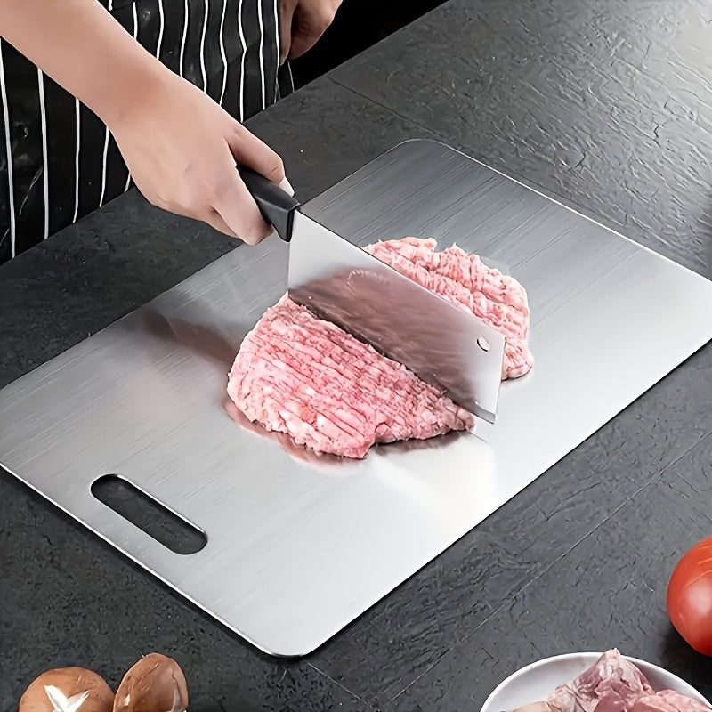 1pc High-Quality Stainless Steel Kitchen Cutting Board - Double-Sided, Non-Slip, Easy to Clean, Ideal for Vegetables, Fruits, and Meats, Kitchen Essentials|Modern Kitchen Accessory|Durable Cutting Surface, Cutting Boards for