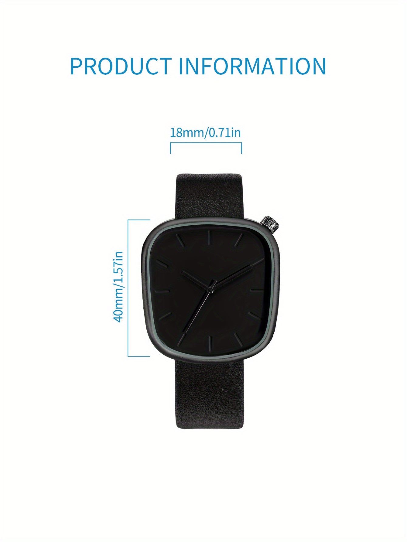 A Minimalist Square Watch With Pebble-like Design, Featuring No Scale, For Both Men And Women, With A PU Leather Strap