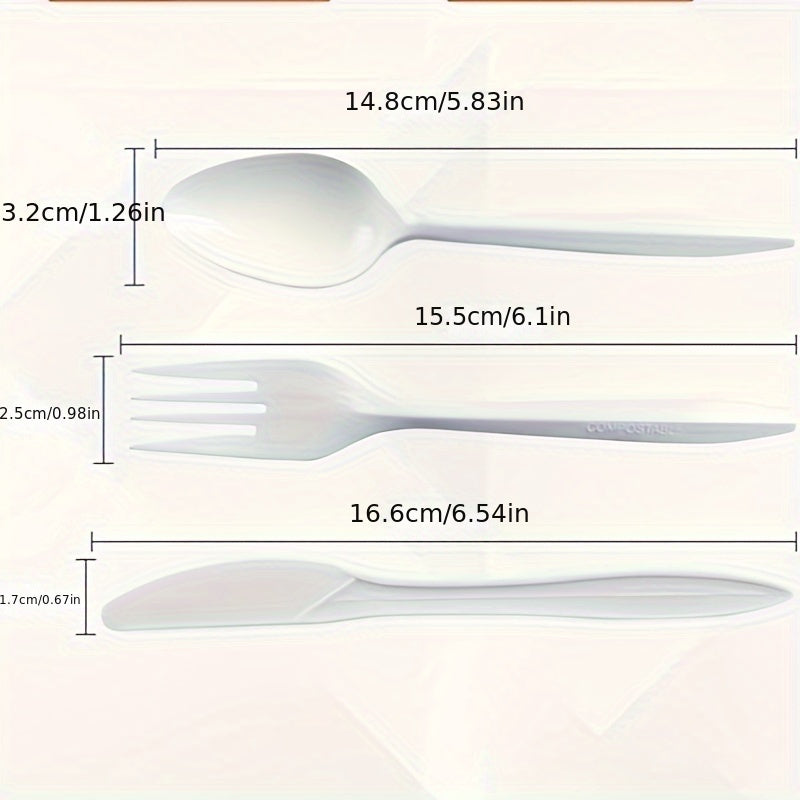 300 pieces, heavy duty disposable plastic cutlery includes 100 knives 100 forks 100 spoons, tableware for parties, picnics and camping