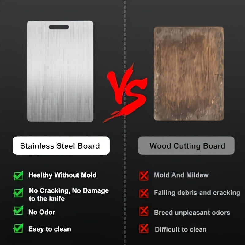 1pc High-Quality Stainless Steel Kitchen Cutting Board - Double-Sided, Non-Slip, Easy to Clean, Ideal for Vegetables, Fruits, and Meats, Kitchen Essentials|Modern Kitchen Accessory|Durable Cutting Surface, Cutting Boards for