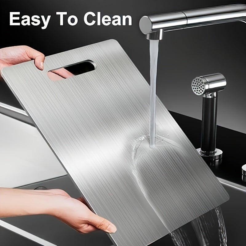 1pc High-Quality Stainless Steel Kitchen Cutting Board - Double-Sided, Non-Slip, Easy to Clean, Ideal for Vegetables, Fruits, and Meats, Kitchen Essentials|Modern Kitchen Accessory|Durable Cutting Surface, Cutting Boards for