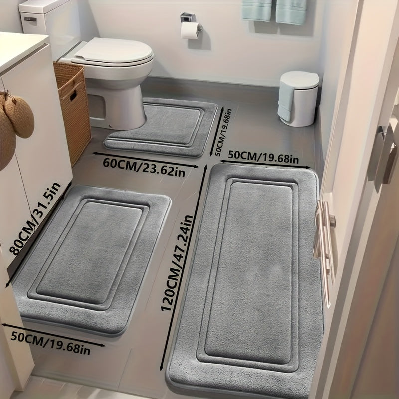 3pcs/Area Rugs 3pcs/Area Rugs 3pcs, Super Absorbent Bath Mat, Non-slip Bathroom Floor Mat, Super Soft and Comfortable High-end Bath Rug, Bathtub, Shower, Bathroom Accessories, Bathroom Decoration, Home Decoration Floor Ma