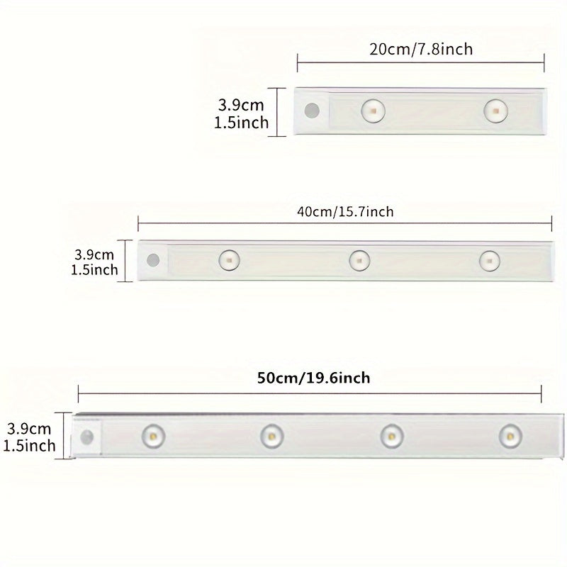 Modern LED Motion Sensor Strip Light, Wireless Rechargeable Magnetic Light Bar for Shoe Cabinets, Display Cases, Wardrobes, Smart Cabinets - Hill Effect, No Wiring Required, Easy Installation, USB-Powered, Plastic Material, M