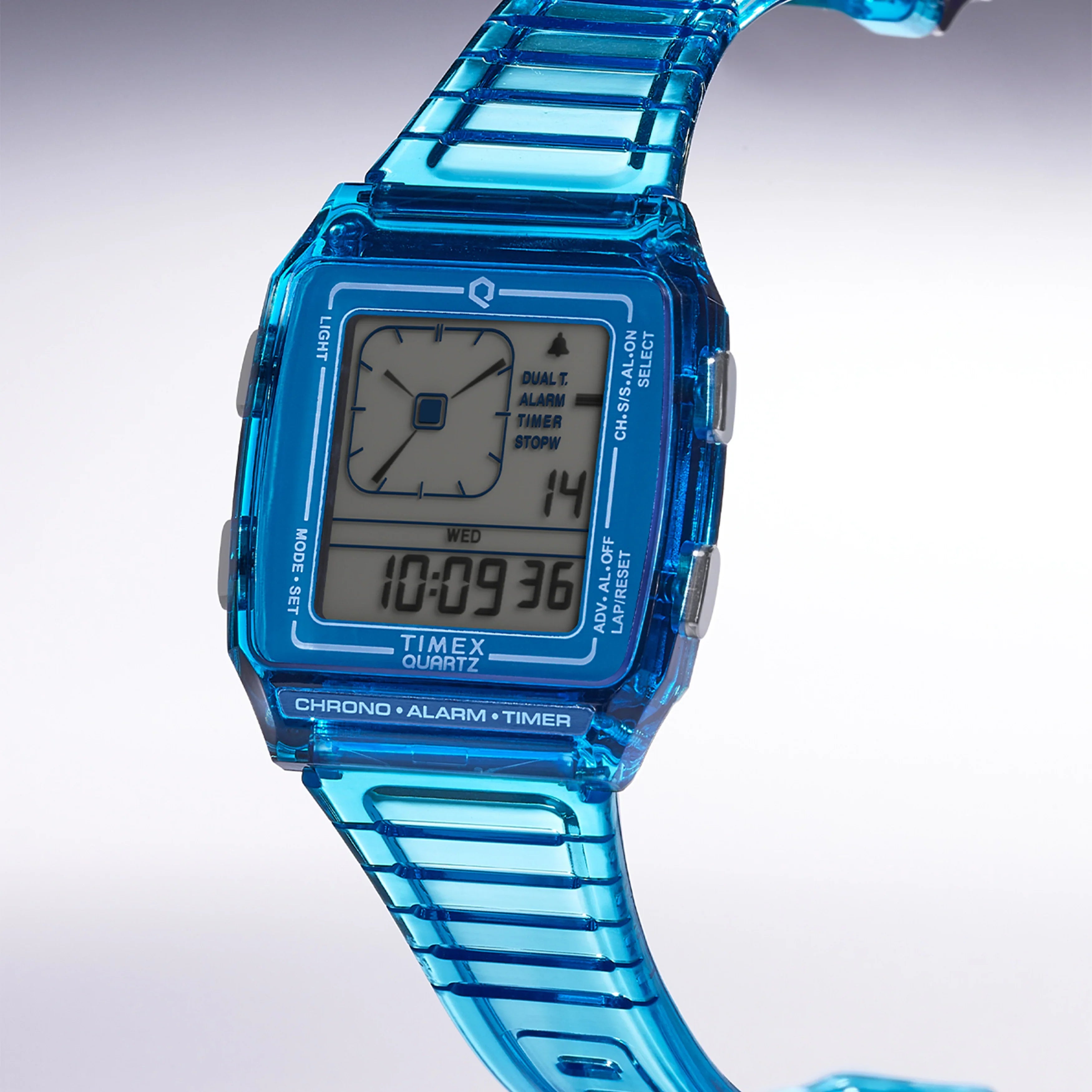 Timex Unisex Blue Resin Watch, Transparent Blue | Tw2w45100-4