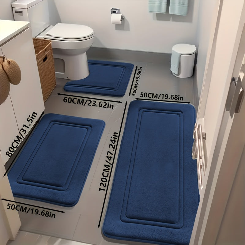 3pcs/Area Rugs 3pcs/Area Rugs 3pcs, Super Absorbent Bath Mat, Non-slip Bathroom Floor Mat, Super Soft and Comfortable High-end Bath Rug, Bathtub, Shower, Bathroom Accessories, Bathroom Decoration, Home Decoration Floor Ma