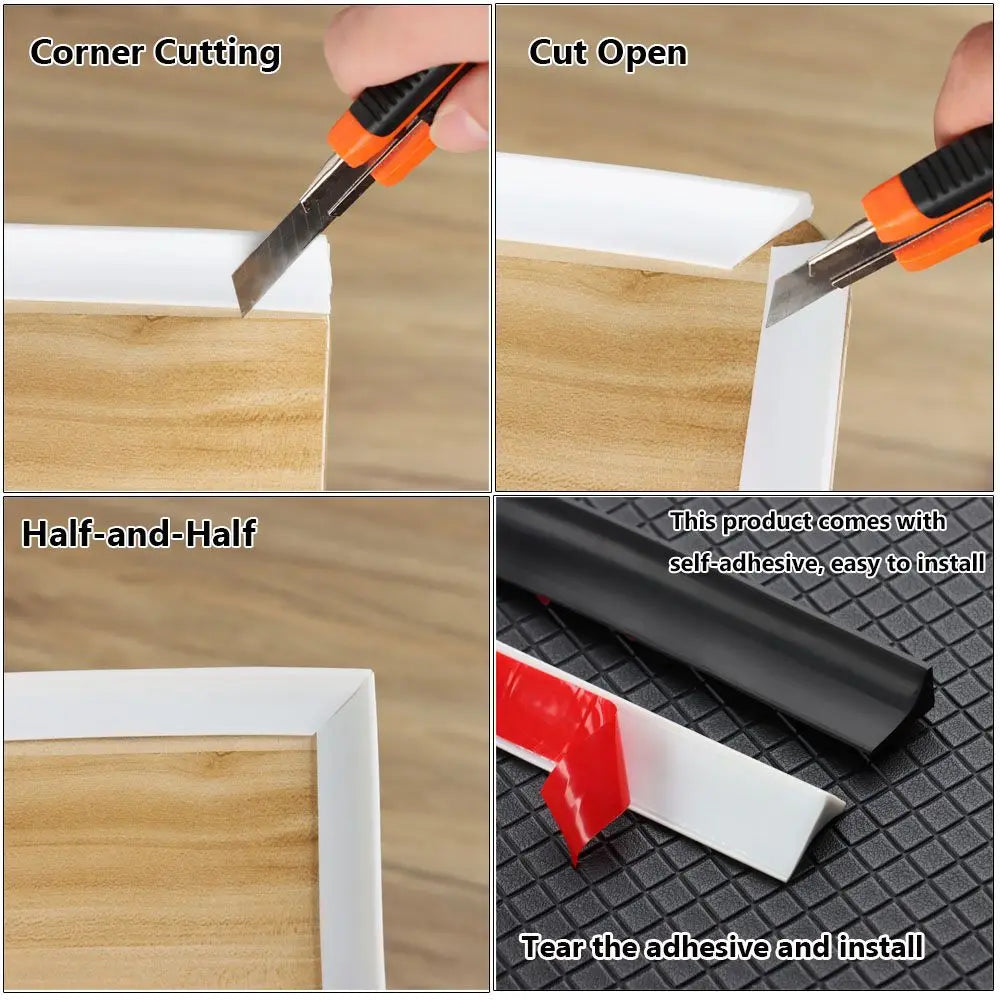 1PC Self-Adhesive Silicone Water Retaining Strip Bathroom Water Stopper Bendable Door Bottom Sealing Strip Shower Dam Barrier