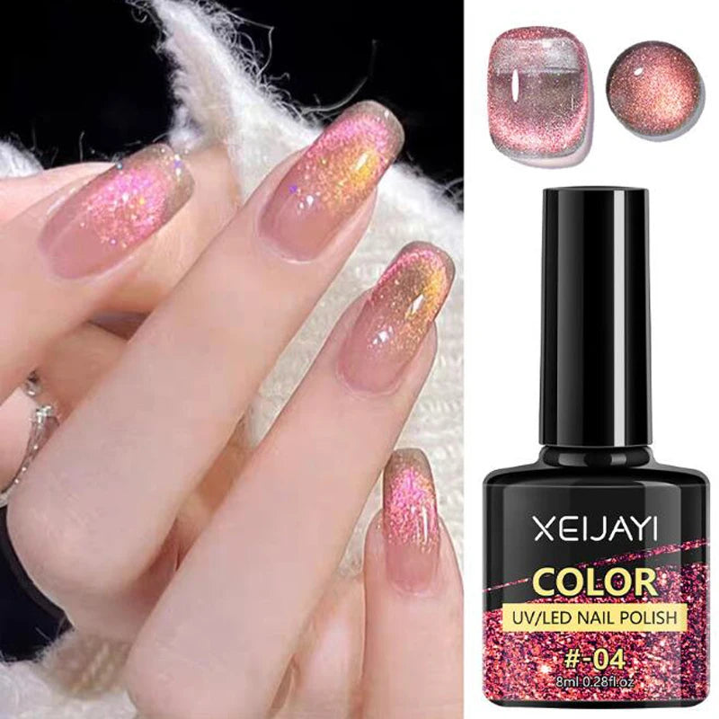XEIJAYI Pink Cat Eye Gel Nail Polish Ceramic Magnetic Gel UV Semi-permanent Enamels Varnish Nail Supplies For Professionals Gel