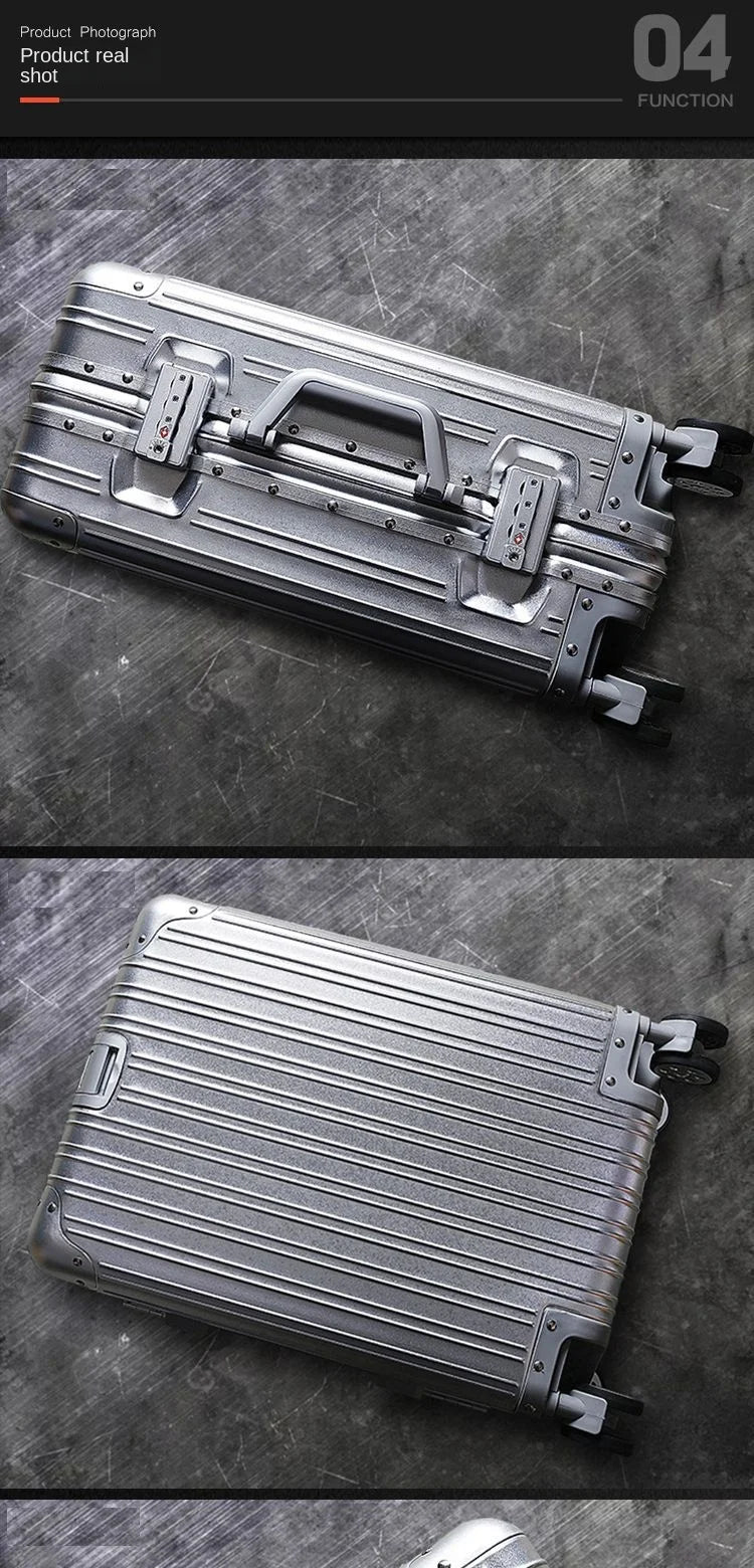 High Quality 100% Aluminum-magnesium alloy material 20/24/26/29 size travel Luggage Spinner brand Travel Suitcase