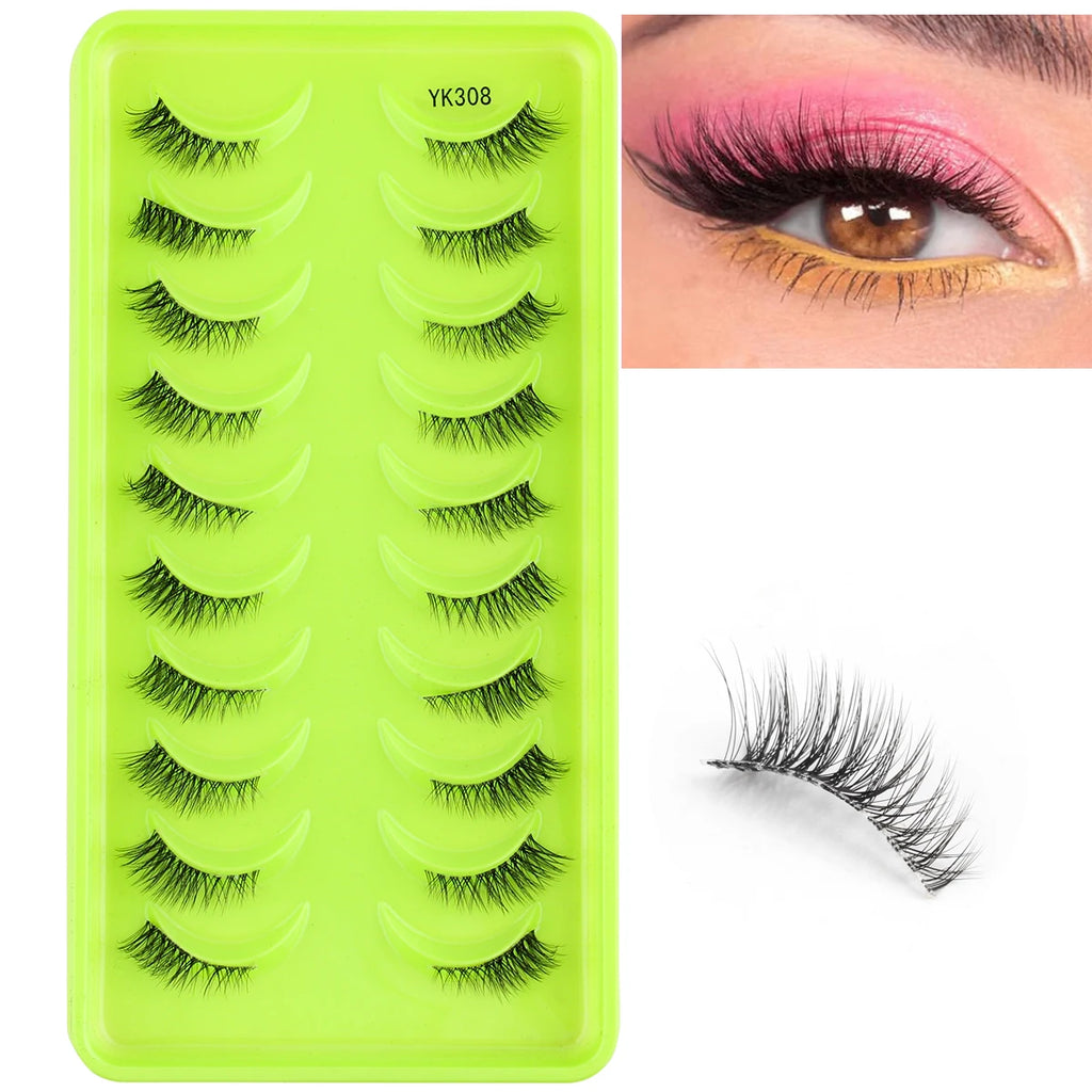 YSDO Fox Eye lashes 3/10 Pairs Lashes 3D Mink Natural Lashes Soft Cat Eye Lashes Extension Fluffy Lashes Makeup Half Eyelashes