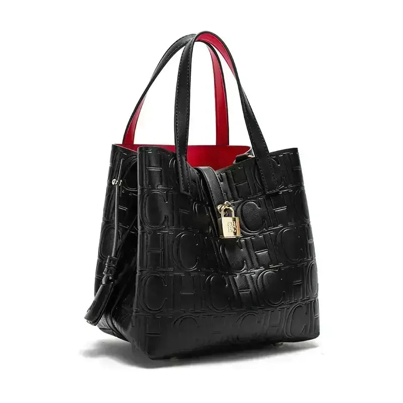 Embossed Ladies Crossbody Bag Letter Printing Design Ladies Handbag Large Capacity Tote Bag Elegant Temperament Ladies Should