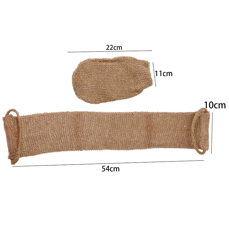 Ramie Jute Bath Towel Shower Towel Back Body Exfoliating Belt Shower Scrubber For Body Cleaning Bathroom Shower Strap