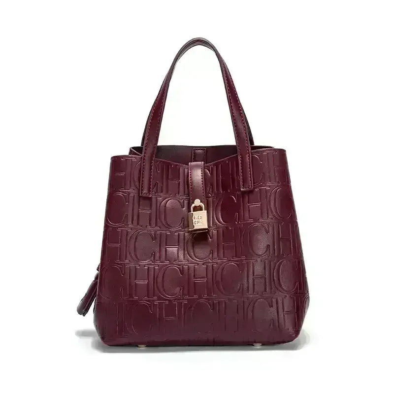Embossed Ladies Crossbody Bag Letter Printing Design Ladies Handbag Large Capacity Tote Bag Elegant Temperament Ladies Should