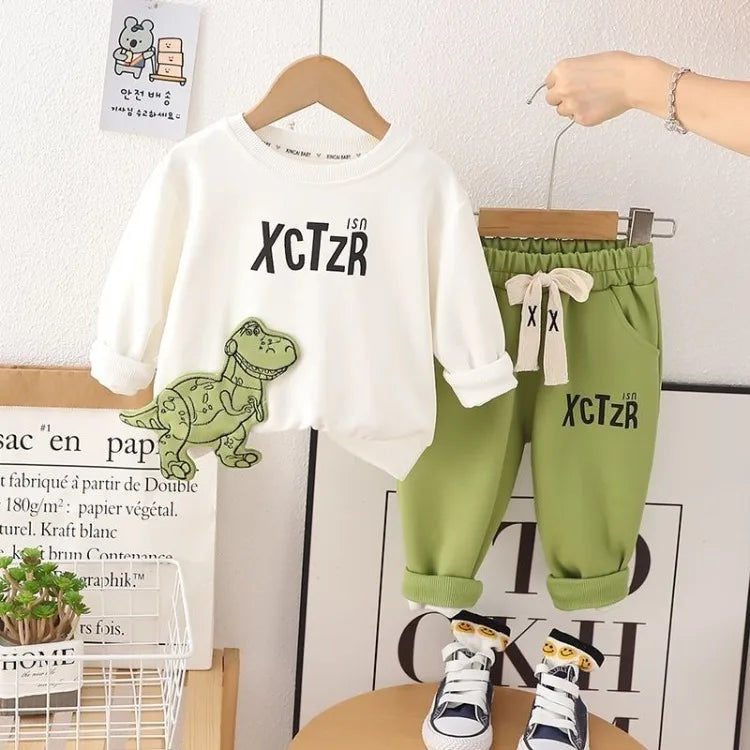 Fleece-Lined Sweatshirt Set Autumn Winter Wear Boy Children's Clothing Clothes Top Bottom Child Boys Outfit Kids Boy's Boy´s