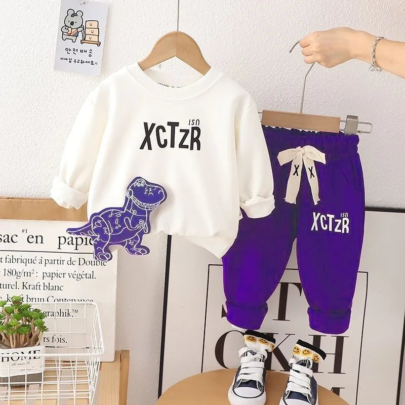 Fleece-Lined Sweatshirt Set Autumn Winter Wear Boy Children's Clothing Clothes Top Bottom Child Boys Outfit Kids Boy's Boy´s