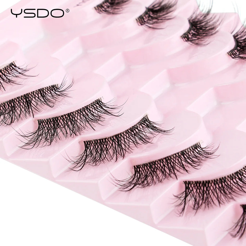 YSDO Fox Eye lashes 3/10 Pairs Lashes 3D Mink Natural Lashes Soft Cat Eye Lashes Extension Fluffy Lashes Makeup Half Eyelashes