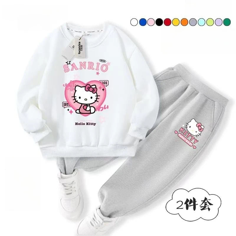 Baby Girl Clothes Set Autumn Kid Hello Kitty Printed Sweatshirts Pullover Top & Pants 2pcs Suit Children Boys Tracksuits Outfits