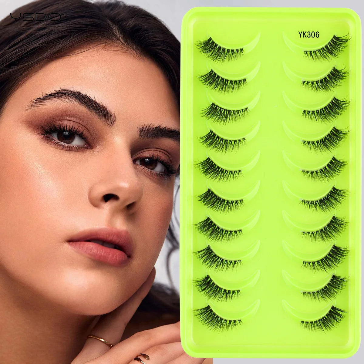 YSDO Fox Eye lashes 3/10 Pairs Lashes 3D Mink Natural Lashes Soft Cat Eye Lashes Extension Fluffy Lashes Makeup Half Eyelashes