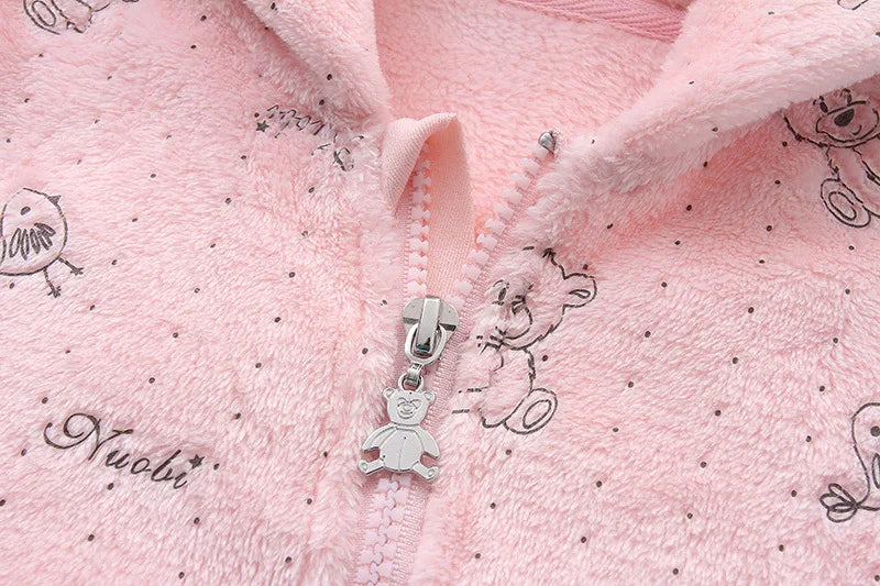 AYNIGIELL 0-12M Cartoon Newborn Bodysuit Warm RompersSoft Newborn Baby Clothes Flannel Autumn Winter Baby Boys Girls Jumpsuit
