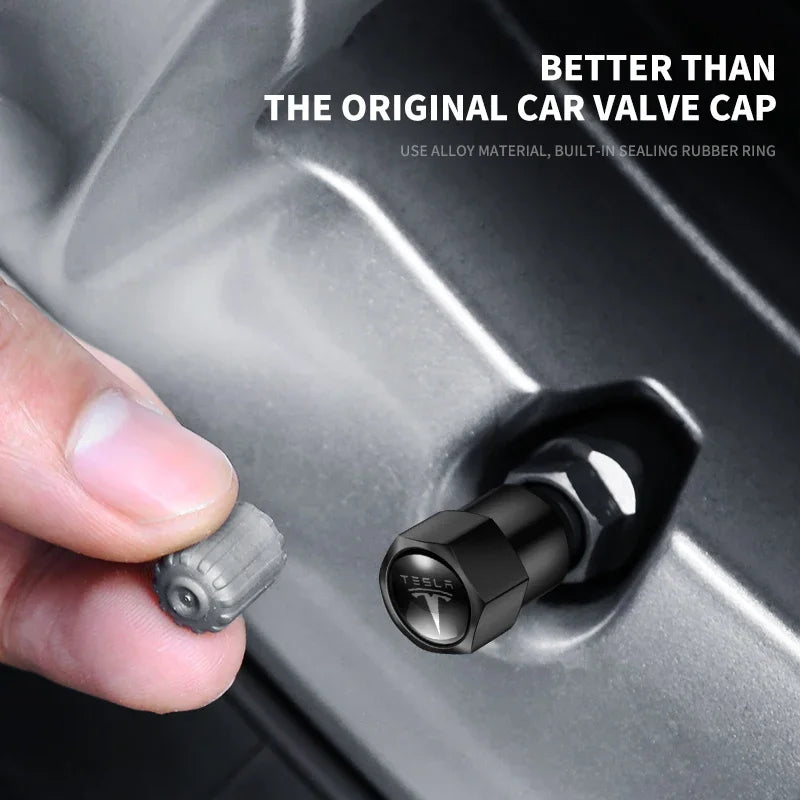 4pcs Metal Car Badges Wheel Tire Valve Caps Auto Accessories For Tesla MODEL S X 3 Y 2017 2018 2019 2020 2021 2022 2023 Roadster