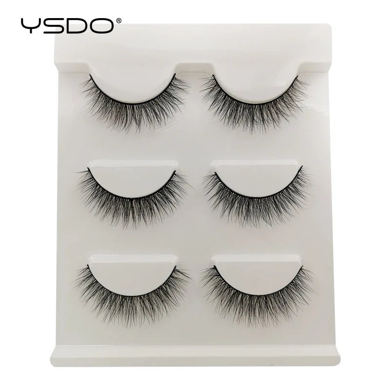 YSDO Fox Eye lashes 3/10 Pairs Lashes 3D Mink Natural Lashes Soft Cat Eye Lashes Extension Fluffy Lashes Makeup Half Eyelashes