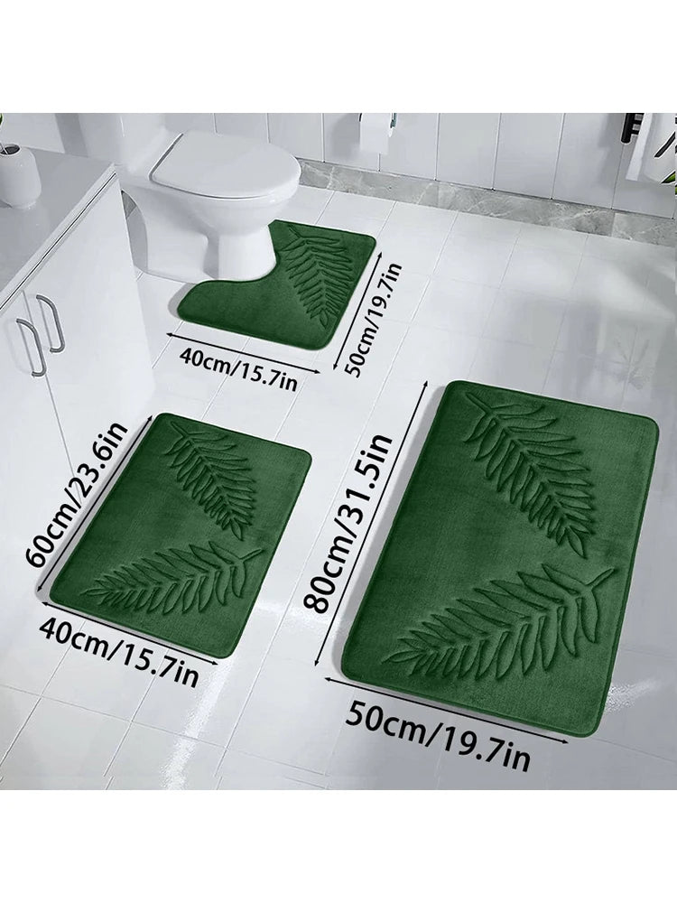 3PCS Set Bath Mats Nonslip Soft Quick Dry Bathroom Soft Rugs Water Absorption Dry Fast Bath Mat Machine Washable For Home Floor