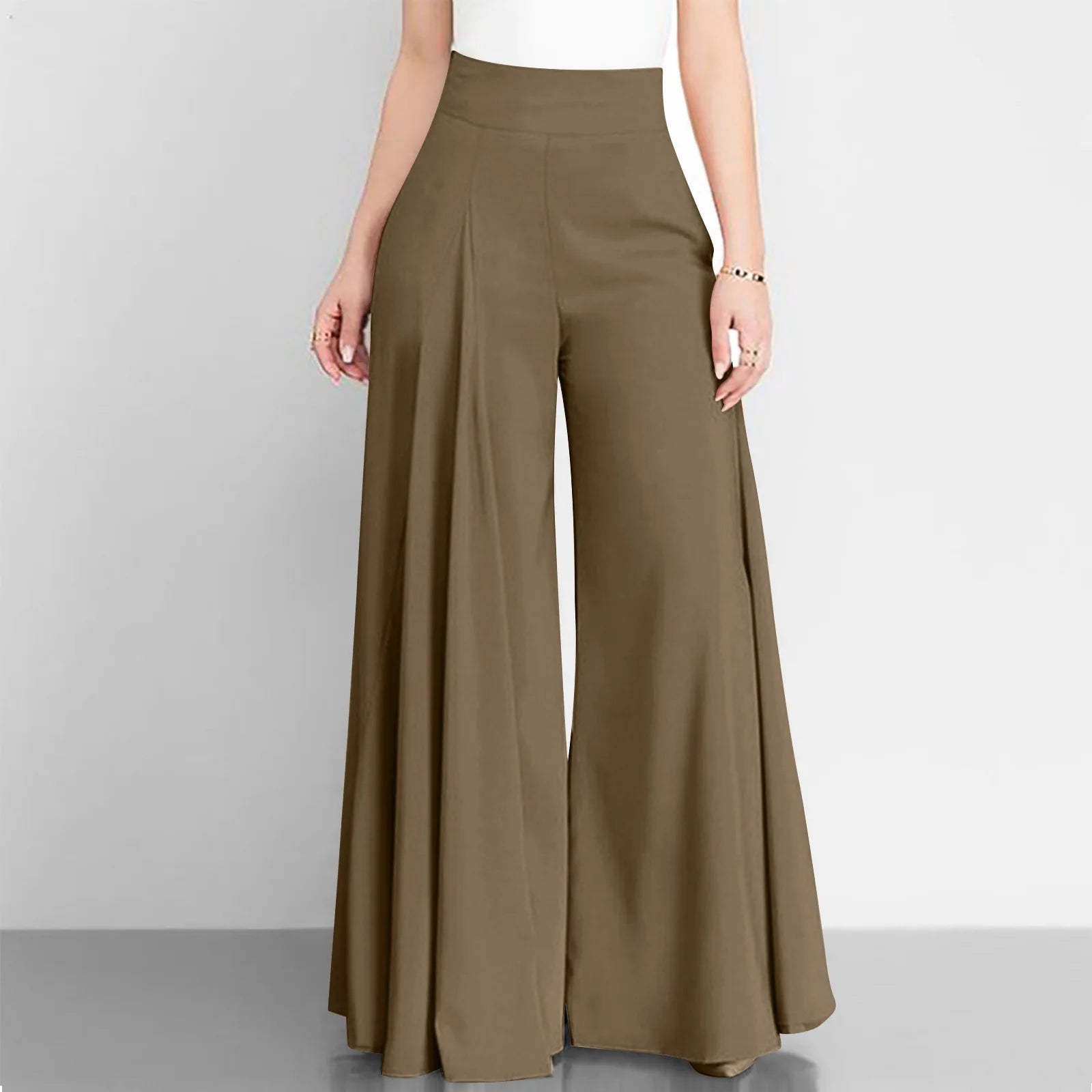 Fashion Women High Waist Wide Leg Pants Spring Autumn Female Elegant Flare Trousers Casual Solid Holiday Loose Long Pant New