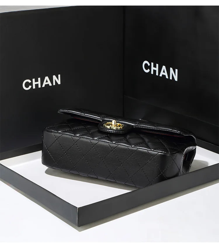 New Double Circle DIY Diamond Grid Chain Bag Fashionable Luxury Sheepskin Pattern Women's Single Shoulder Slant Cross Bag