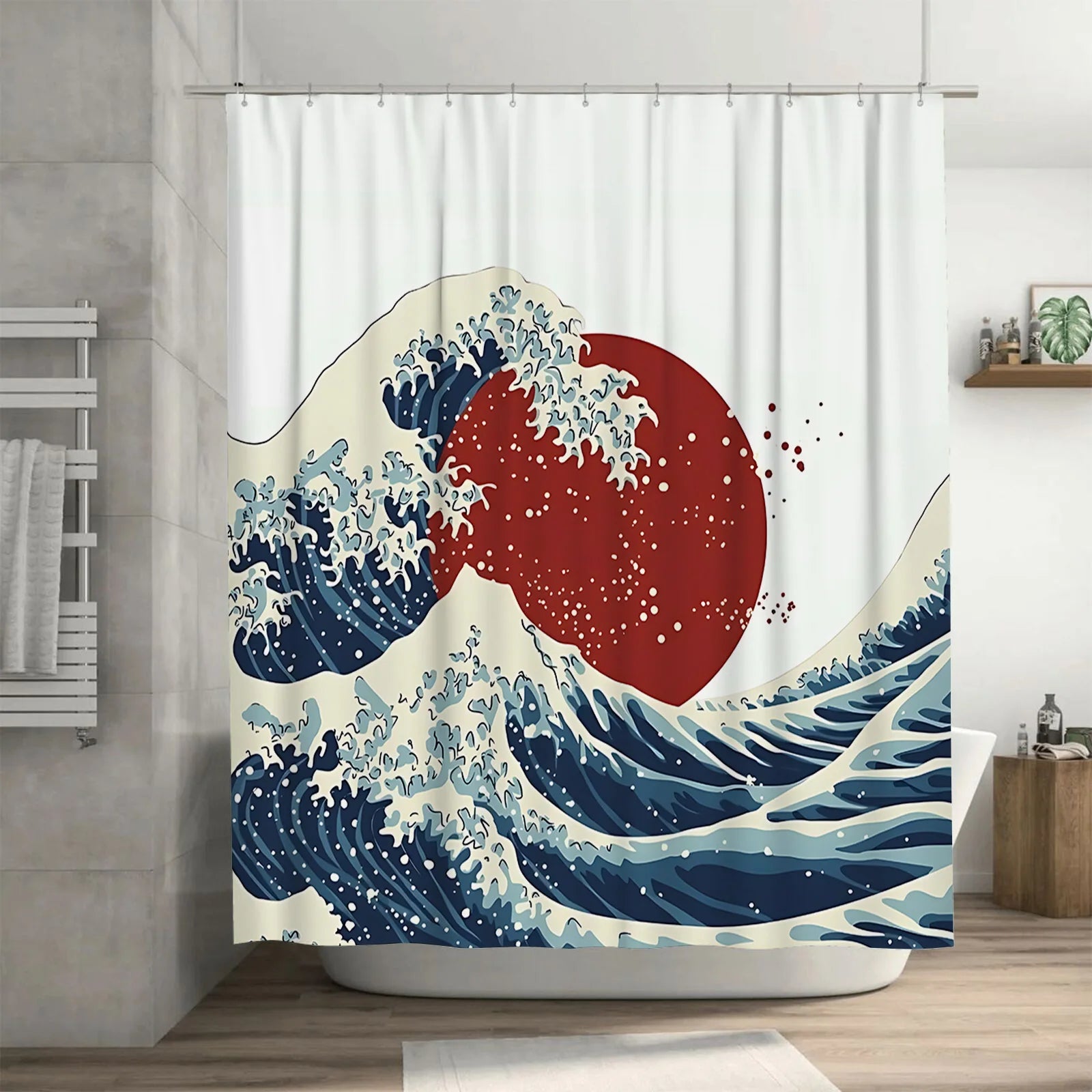 The Great Wave off Kanagawa Shower Curtain Japanese Style Bathroom Decor Art Print Waterproof Polyester Fabric Bath Curtain