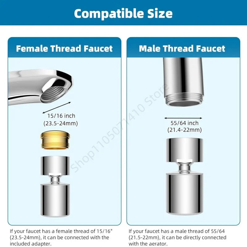 New Dual Function Anti-splash Bubbler Kitchen Faucet Aerator 360° Swivel Tap Water Diffuser Bathroom Water Filter Nozzle Mixer
