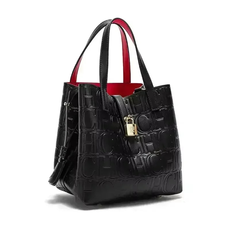 Embossed Ladies Crossbody Bag Letter Printing Design Ladies Handbag Large Capacity Tote Bag Elegant Temperament Ladies Should