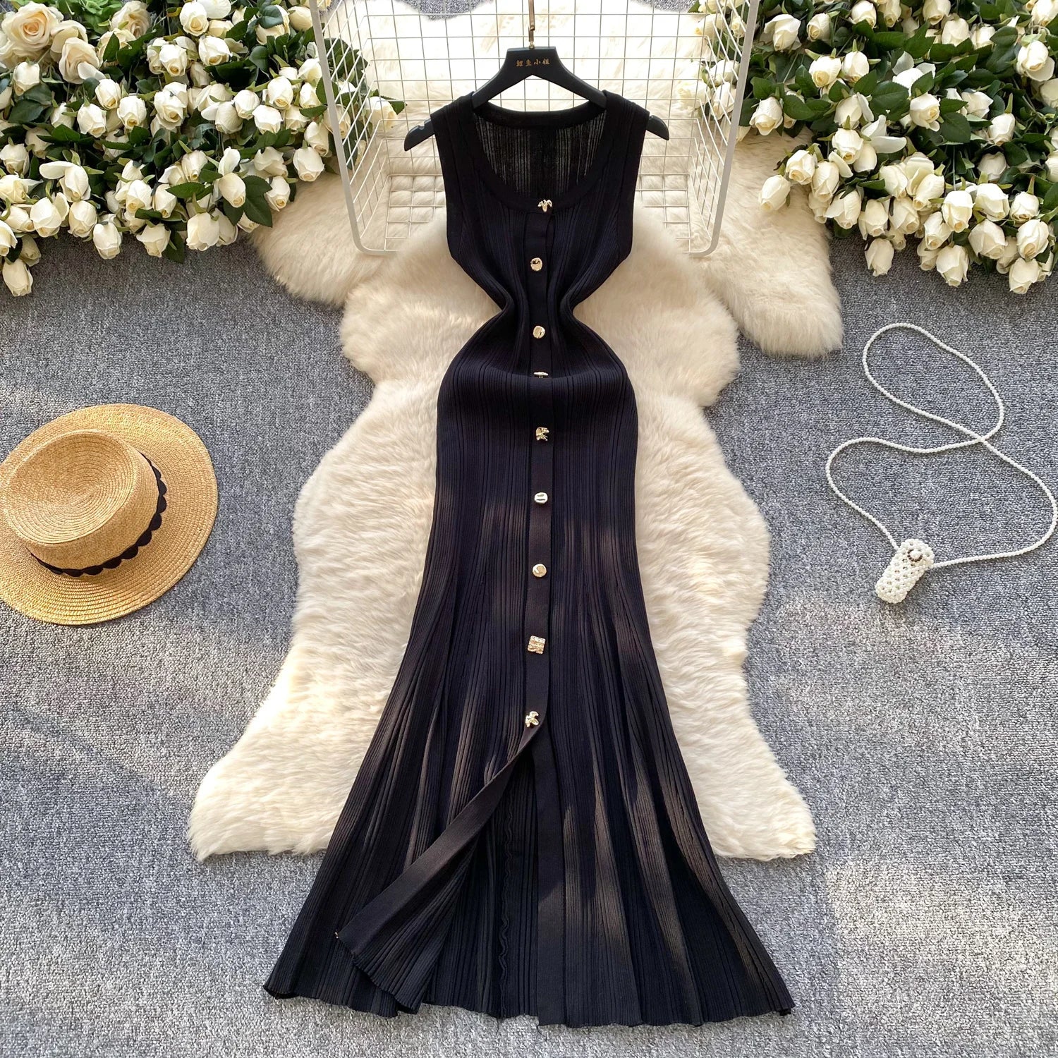 YuooMuoo Brand Fashion Luxury Single-breasted Maxi  Dress Women Sleeveless Wrap Hip Bodycon Summer Dress Elegant Party Vestidos