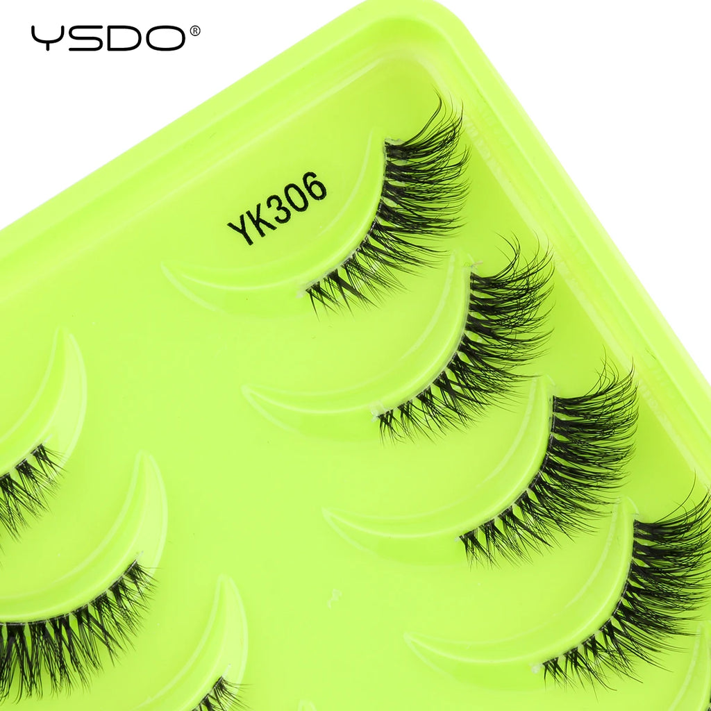 YSDO Fox Eye lashes 3/10 Pairs Lashes 3D Mink Natural Lashes Soft Cat Eye Lashes Extension Fluffy Lashes Makeup Half Eyelashes