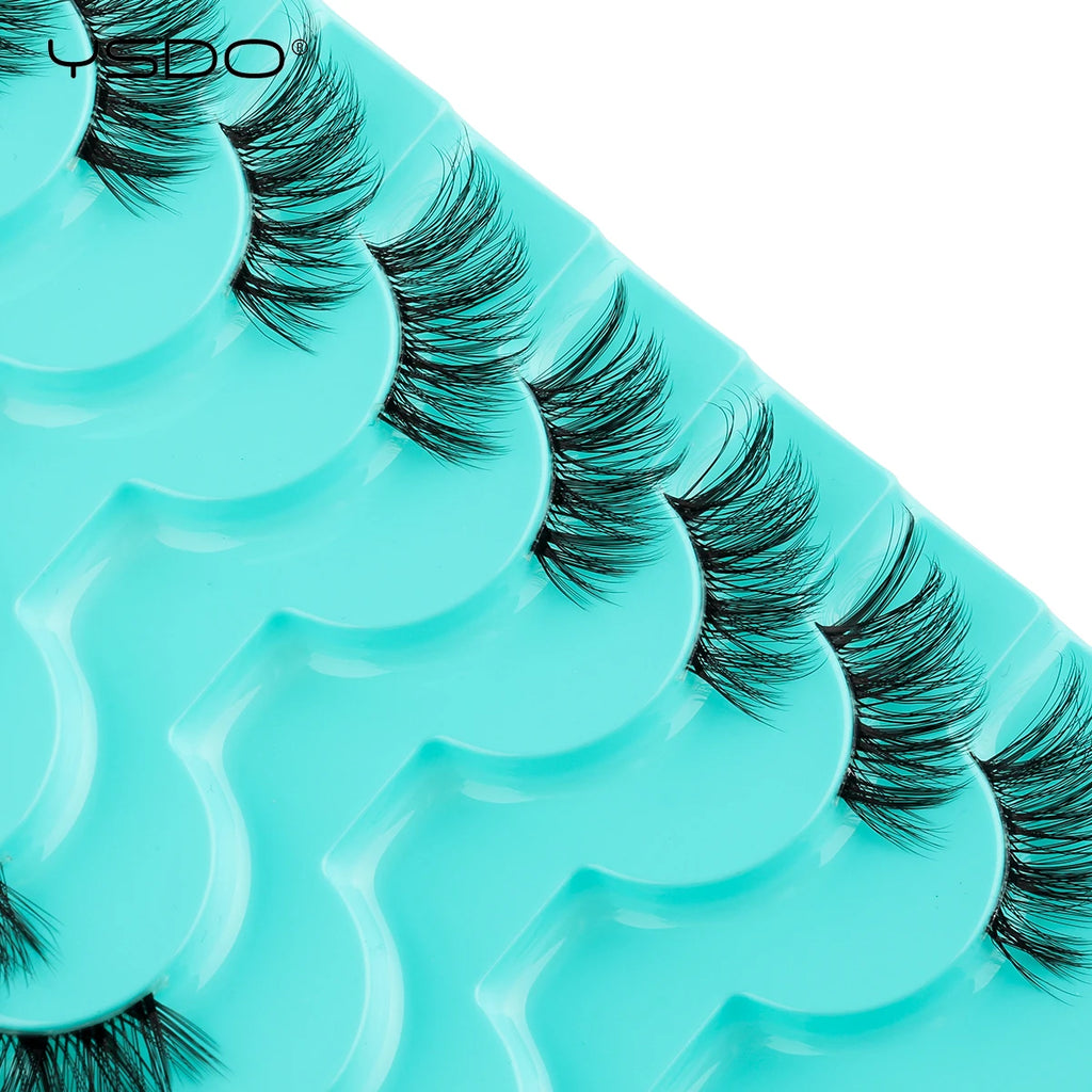 YSDO Fox Eye lashes 3/10 Pairs Lashes 3D Mink Natural Lashes Soft Cat Eye Lashes Extension Fluffy Lashes Makeup Half Eyelashes