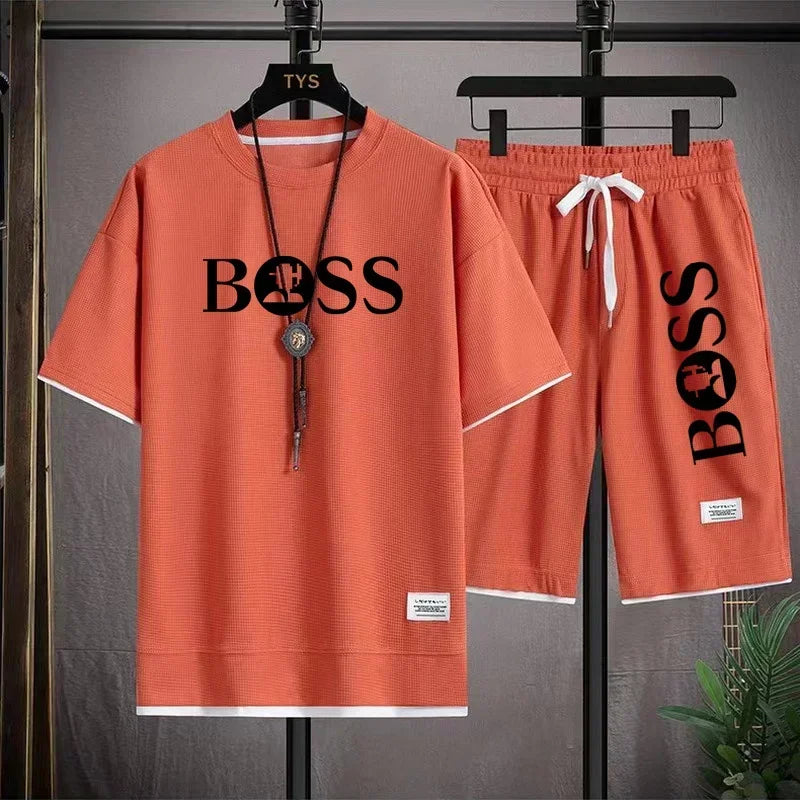 Men's luxury sportswear set casual fitness T-shirt and shorts 2-piece set with short sleeves summer 2024