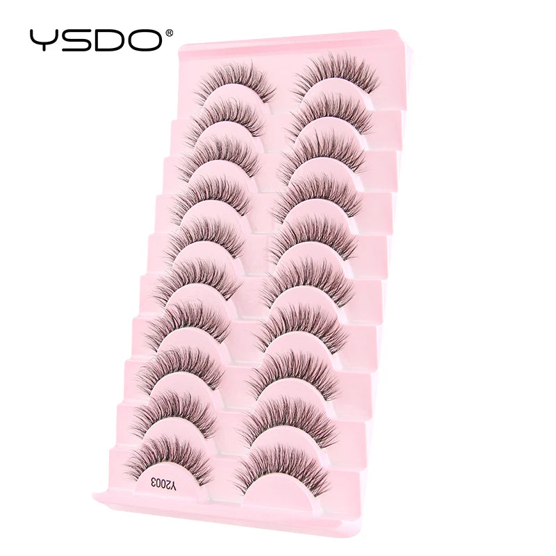 YSDO Fox Eye lashes 3/10 Pairs Lashes 3D Mink Natural Lashes Soft Cat Eye Lashes Extension Fluffy Lashes Makeup Half Eyelashes