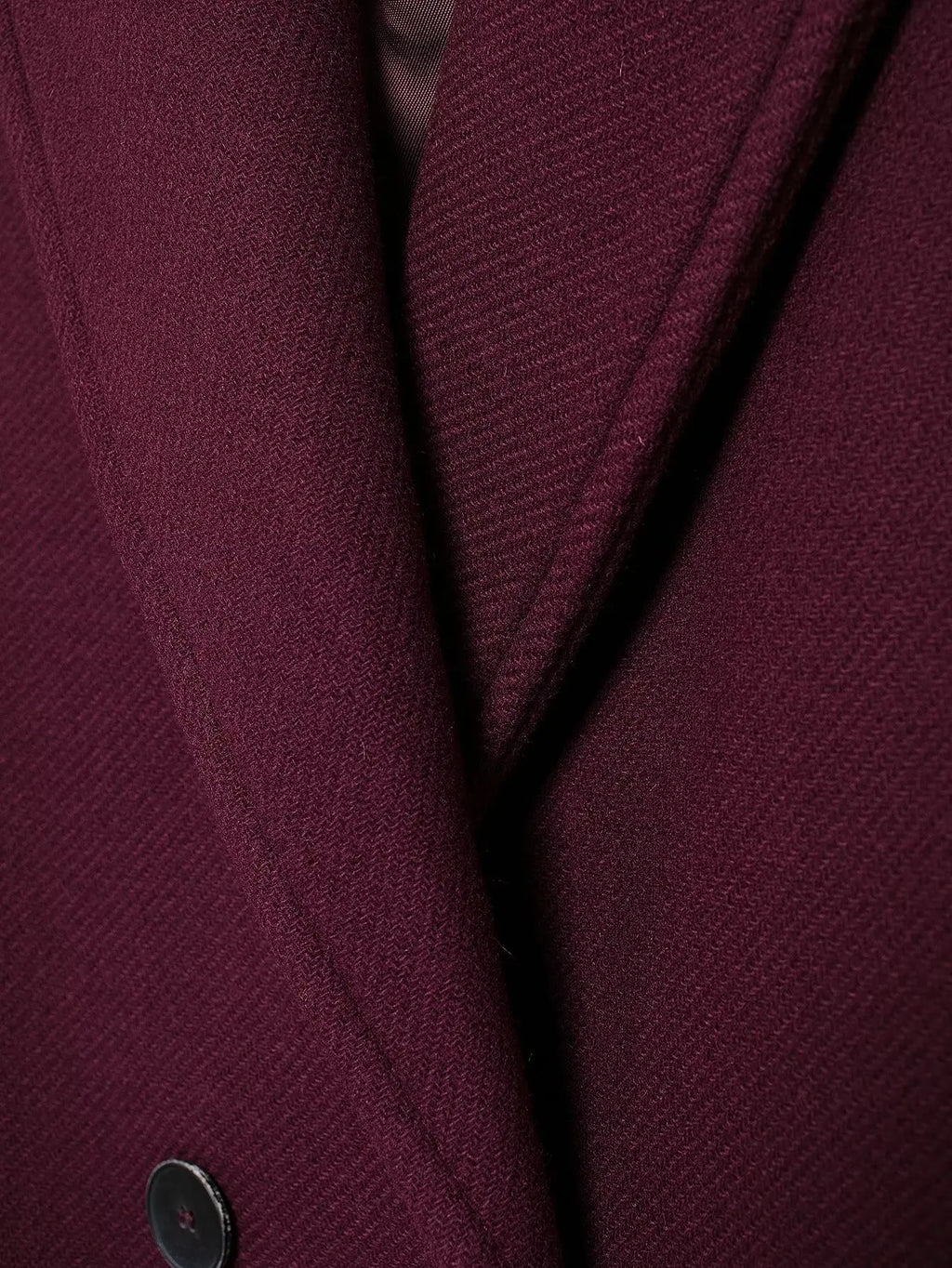 TRAFZA Women Fashion Burgundy Woolen Coat Double Breasted Long Sleeve Lapel Blends Jacket Autumn Winter High Street Outerwear