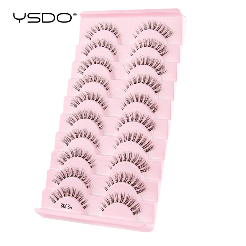 YSDO Fox Eye lashes 3/10 Pairs Lashes 3D Mink Natural Lashes Soft Cat Eye Lashes Extension Fluffy Lashes Makeup Half Eyelashes