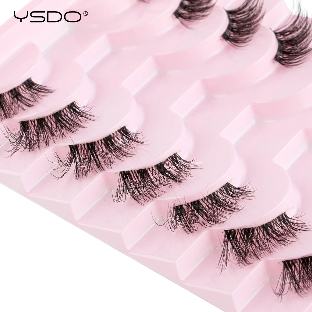 YSDO Fox Eye lashes 3/10 Pairs Lashes 3D Mink Natural Lashes Soft Cat Eye Lashes Extension Fluffy Lashes Makeup Half Eyelashes