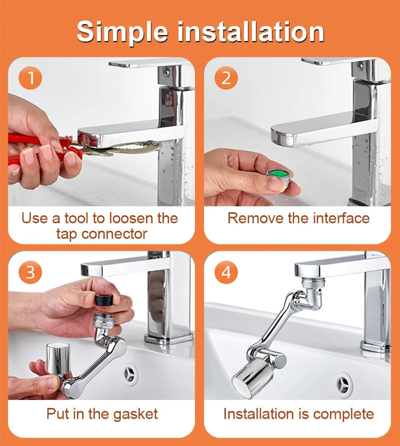 Stainless steel Faucet Extender 1080 °Swivel Water Tap Nozzle Faucet Sprayer Universal Bathroom Mixer Aerator 2 Spray Modes
