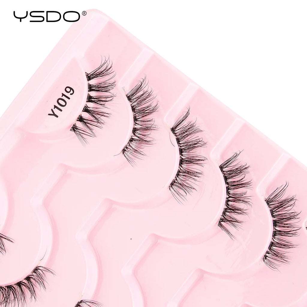 YSDO Fox Eye lashes 3/10 Pairs Lashes 3D Mink Natural Lashes Soft Cat Eye Lashes Extension Fluffy Lashes Makeup Half Eyelashes