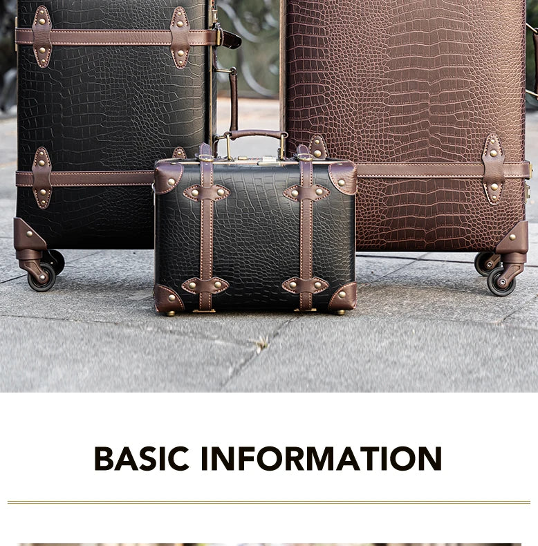 urecity Vintage Luggage Set, 3 Piece Retro trolley luggage bag,Travel Luggage with Spinner Wheels and Beauty Case (Army Green)