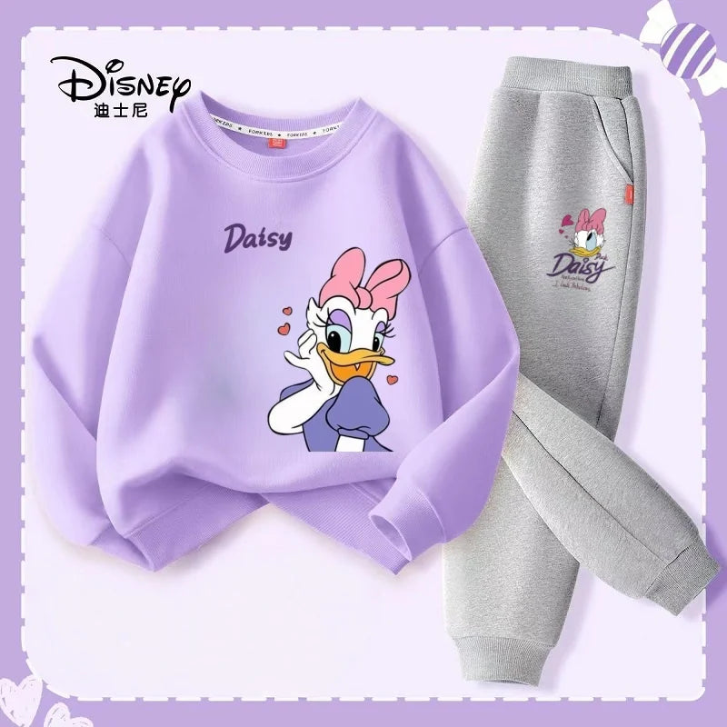 Autumn Baby Girl Boy Clothes Set Children Disney Daisy Duck Printing Sweatshirt Top and Pants Bottom 2 Pcs Suit Cotton Tracksuit