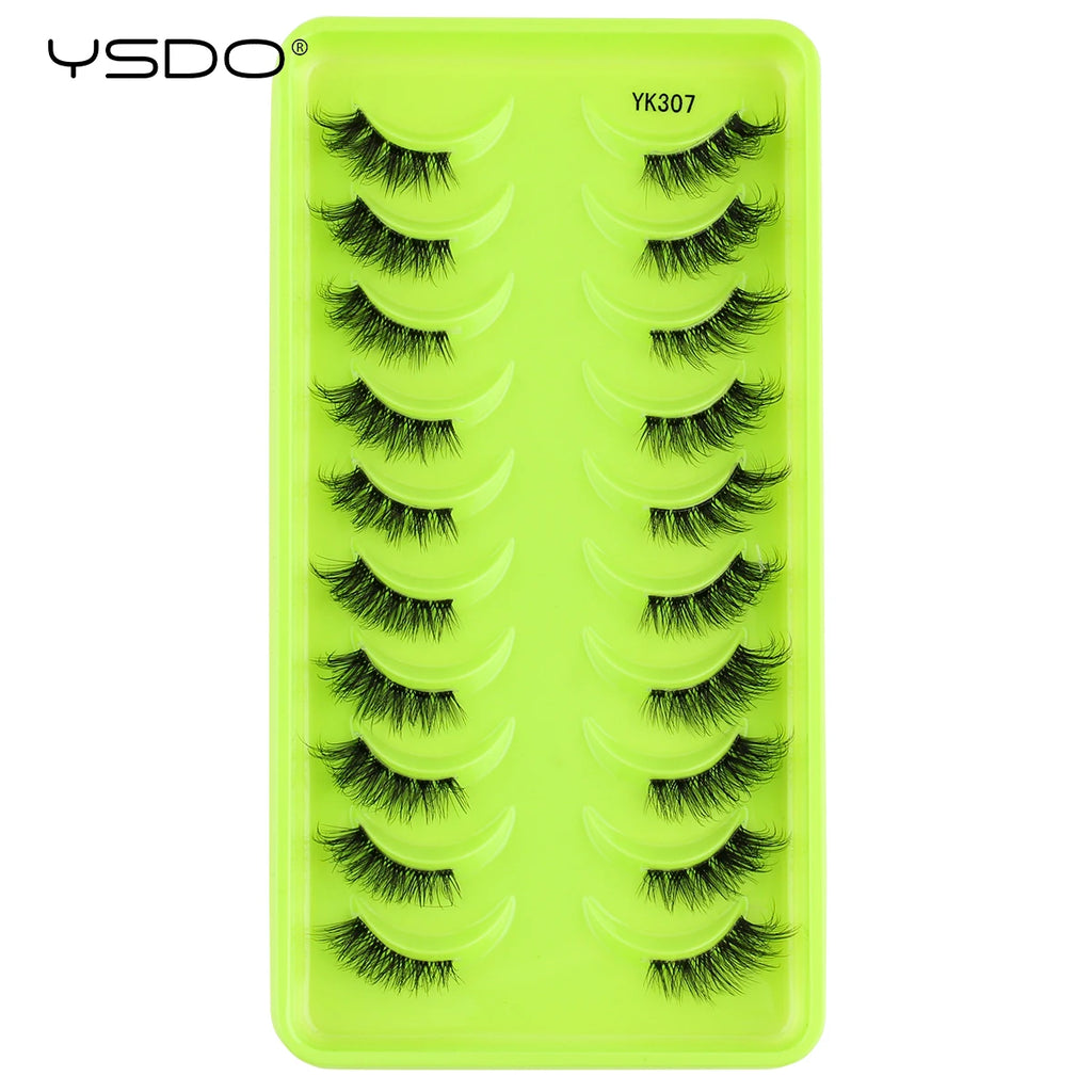 YSDO Fox Eye lashes 3/10 Pairs Lashes 3D Mink Natural Lashes Soft Cat Eye Lashes Extension Fluffy Lashes Makeup Half Eyelashes