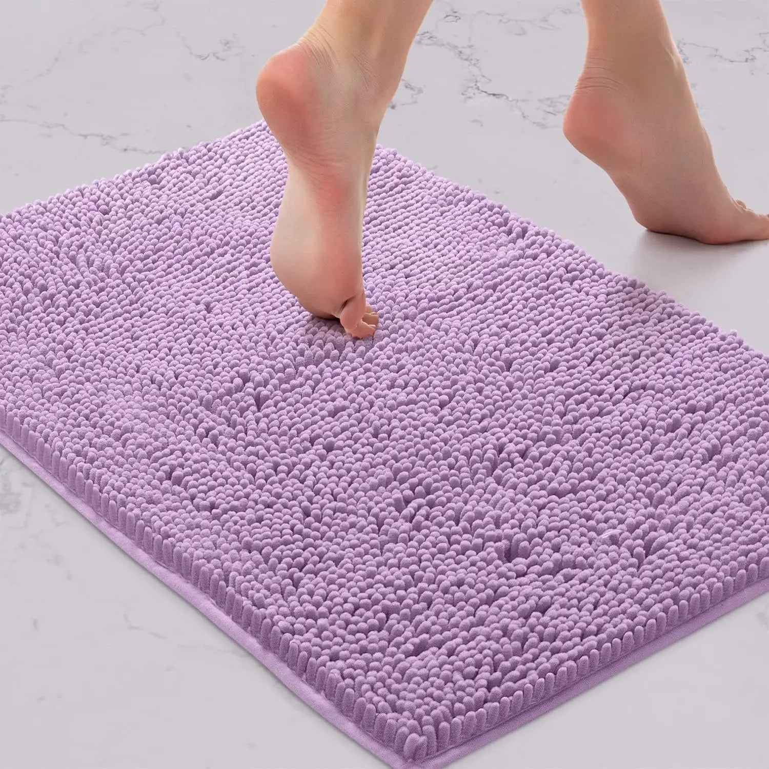Chenille Absorbent Soft Plush Bath Mat Machine Washable Non slip Bathroom Carpet Suitable for Bathtubs and Showers